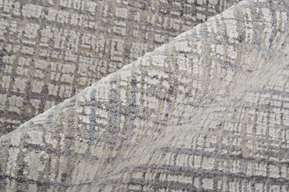 4' X 6' Taupe And Ivory Plaid Power Loom Distressed Stain Resistant Area Rug