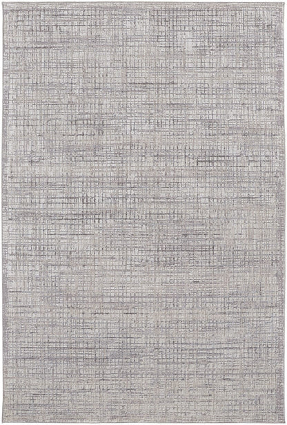 4' X 6' Taupe And Ivory Plaid Power Loom Distressed Stain Resistant Area Rug