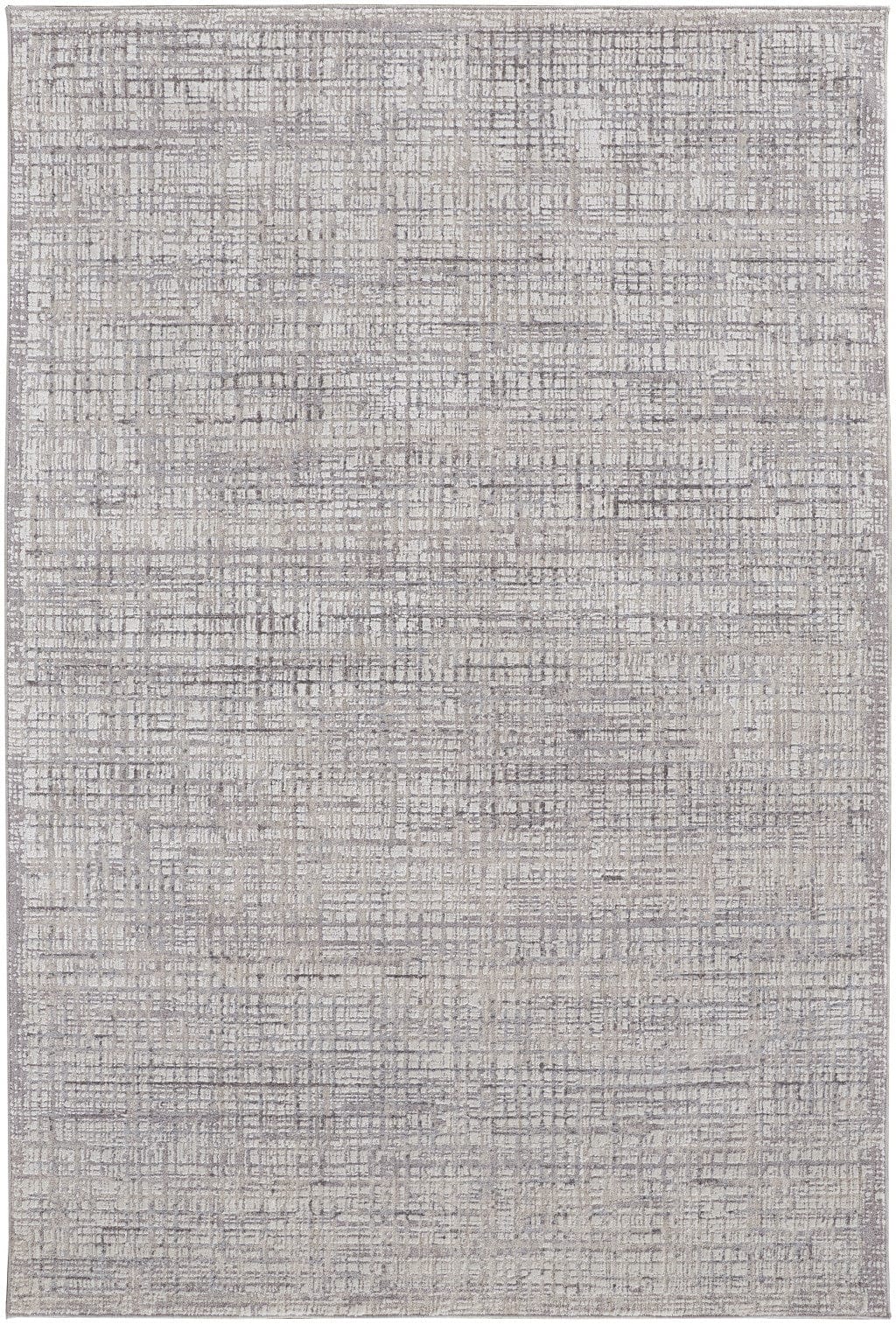 4' X 6' Taupe And Ivory Plaid Power Loom Distressed Stain Resistant Area Rug