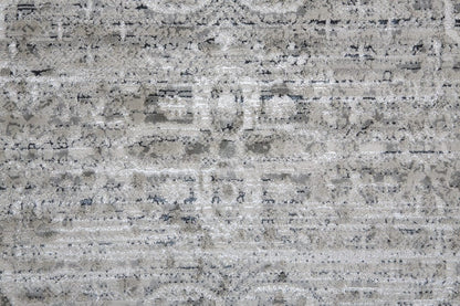 4' X 6' Gray Silver And Taupe Floral Power Loom Distressed Area Rug