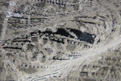 4' X 6' Gray Silver And Taupe Floral Power Loom Distressed Area Rug