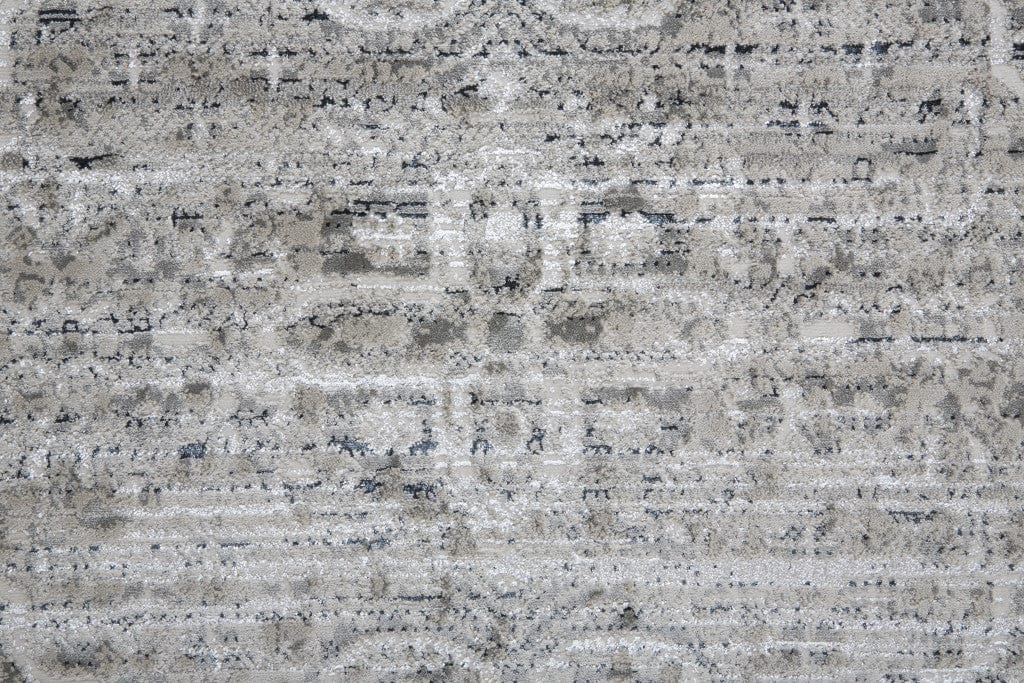 4' X 6' Gray Silver And Taupe Floral Power Loom Distressed Area Rug