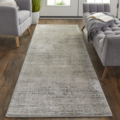 4' X 6' Gray Silver And Taupe Floral Power Loom Distressed Area Rug