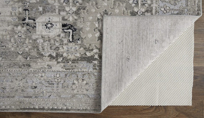 4' X 6' Gray And Silver Abstract Power Loom Distressed Area Rug