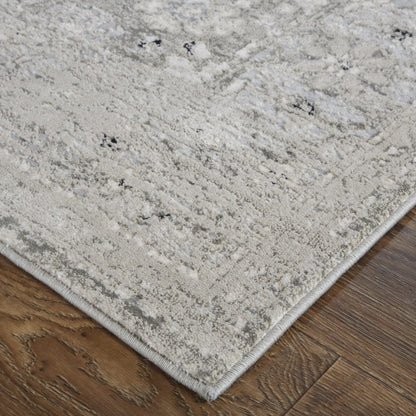 4' X 6' Gray And Silver Abstract Power Loom Distressed Area Rug