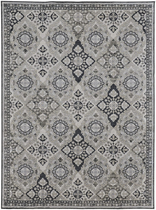 4' X 6' Gray And Black Abstract Power Loom Area Rug
