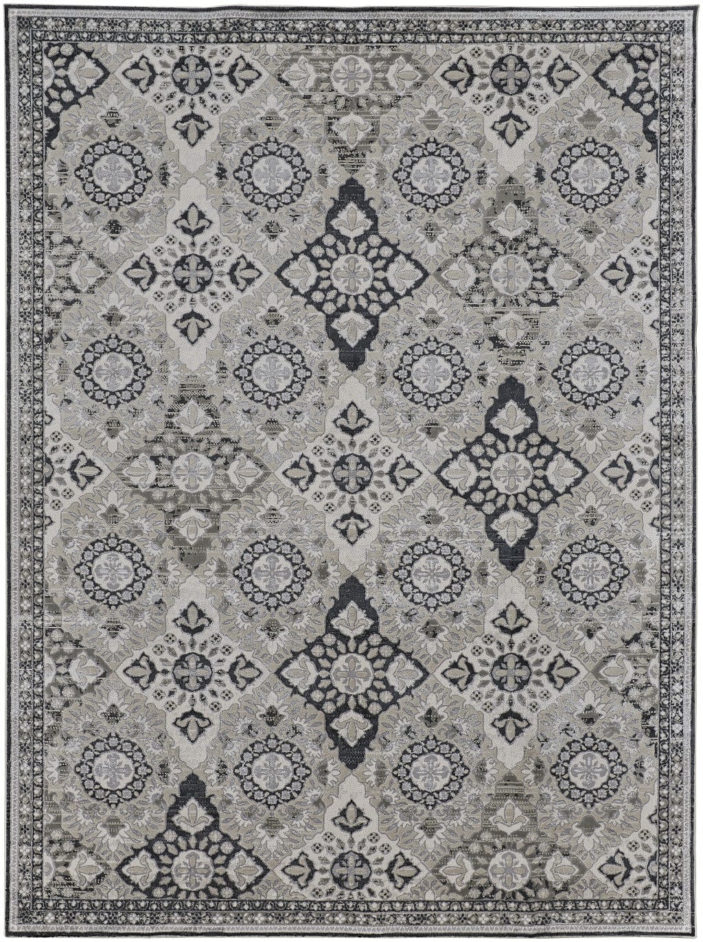 4' X 6' Gray And Black Abstract Power Loom Area Rug
