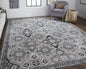 4' X 6' Gray And Black Abstract Power Loom Area Rug