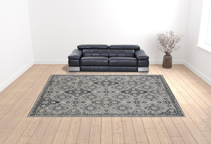 4' X 6' Gray And Black Abstract Power Loom Area Rug