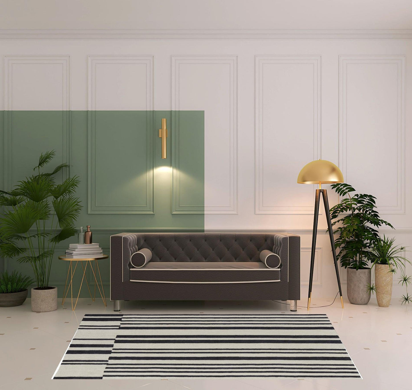 4' X 6' Ivory And Black Wool Abstract Tufted Handmade Area Rug