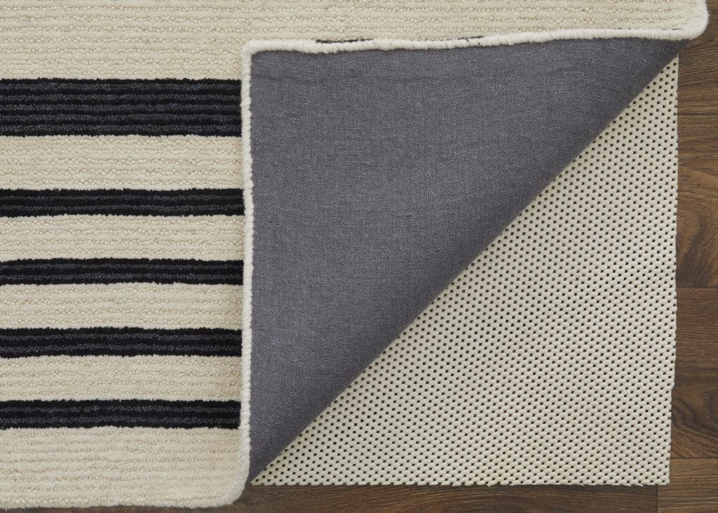 4' X 6' Ivory And Black Wool Abstract Tufted Handmade Area Rug