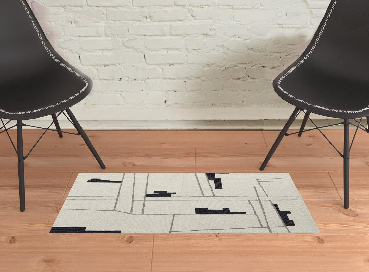 4' X 6' Ivory Gray And Taupe Wool Abstract Tufted Handmade Area Rug