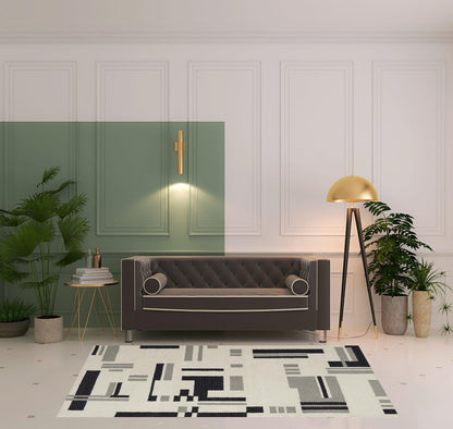 4' X 6' Ivory And Taupe Wool Abstract Tufted Handmade Area Rug