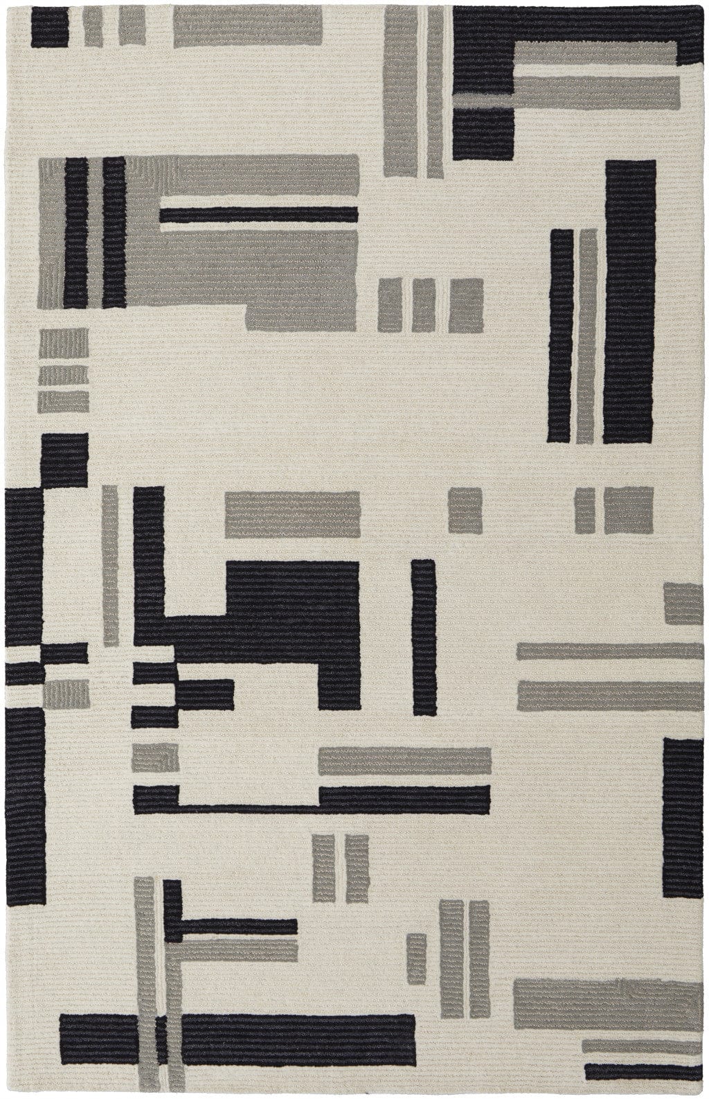 4' X 6' Ivory And Taupe Wool Abstract Tufted Handmade Area Rug