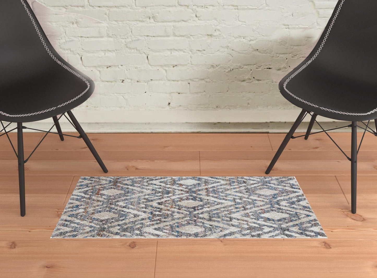 4' X 6' Ivory Gray And Taupe Geometric Power Loom Stain Resistant Area Rug