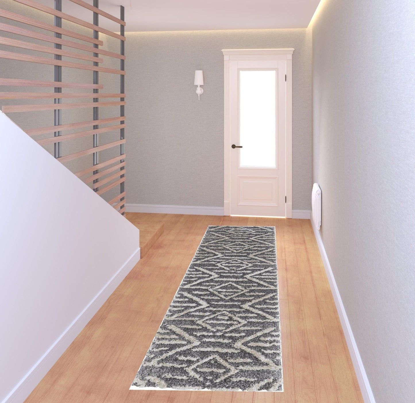 4' X 6' Gray And Ivory Geometric Power Loom Stain Resistant Area Rug