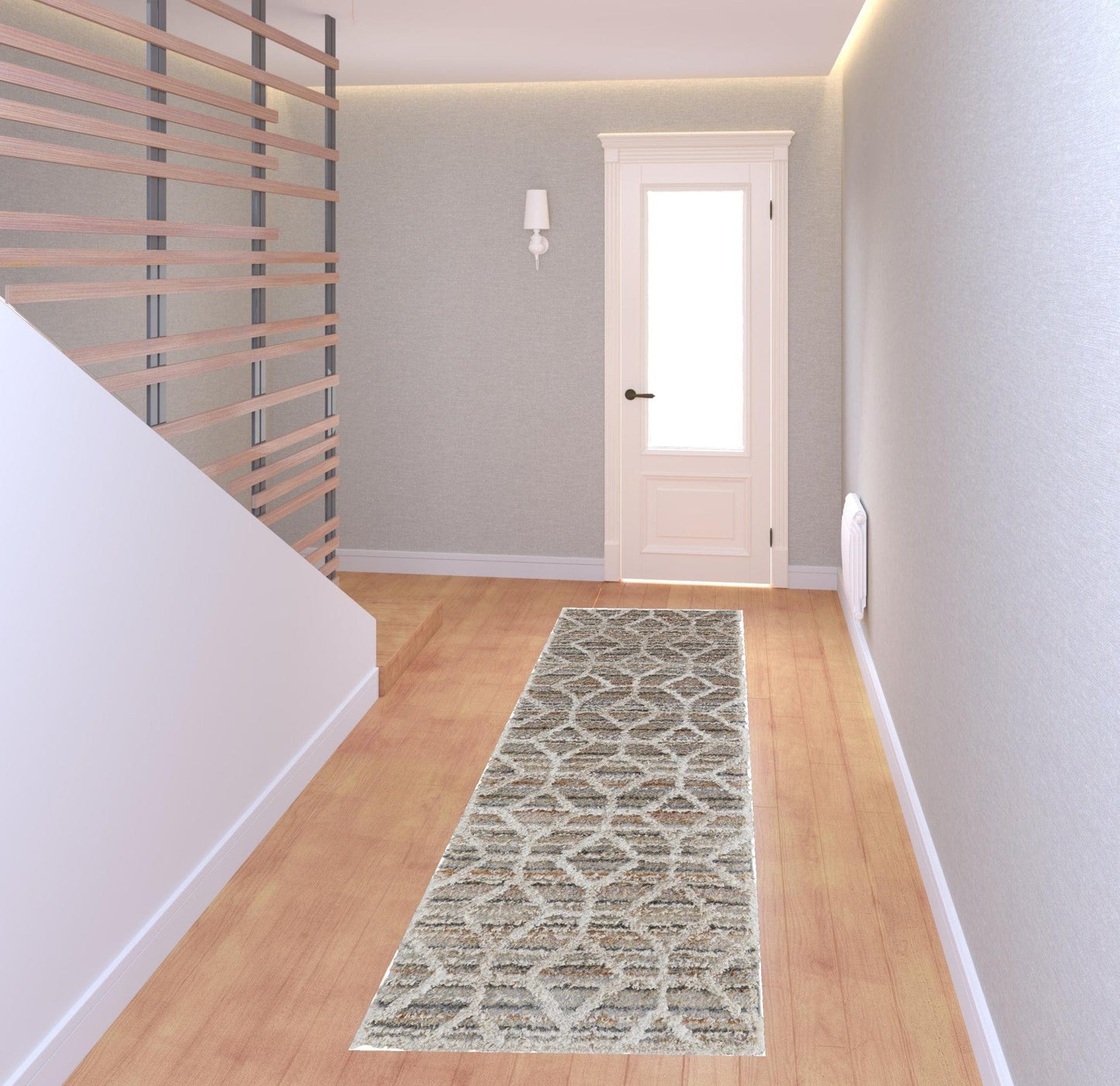 4' X 6' Tan Taupe And Ivory Geometric Power Loom Stain Resistant Area Rug