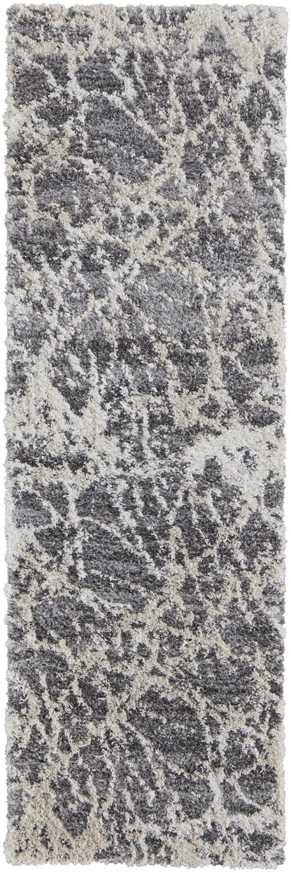 4' X 6' Gray And Ivory Abstract Power Loom Stain Resistant Area Rug