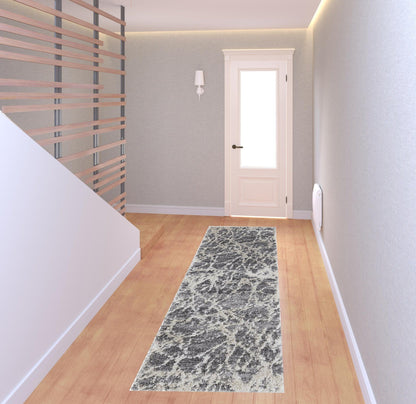 4' X 6' Gray And Ivory Abstract Power Loom Stain Resistant Area Rug