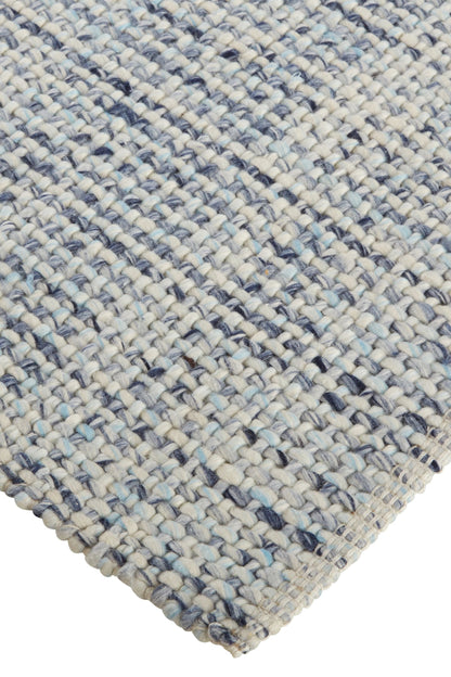 5' X 8' Gray Ivory And Blue Hand Woven Area Rug