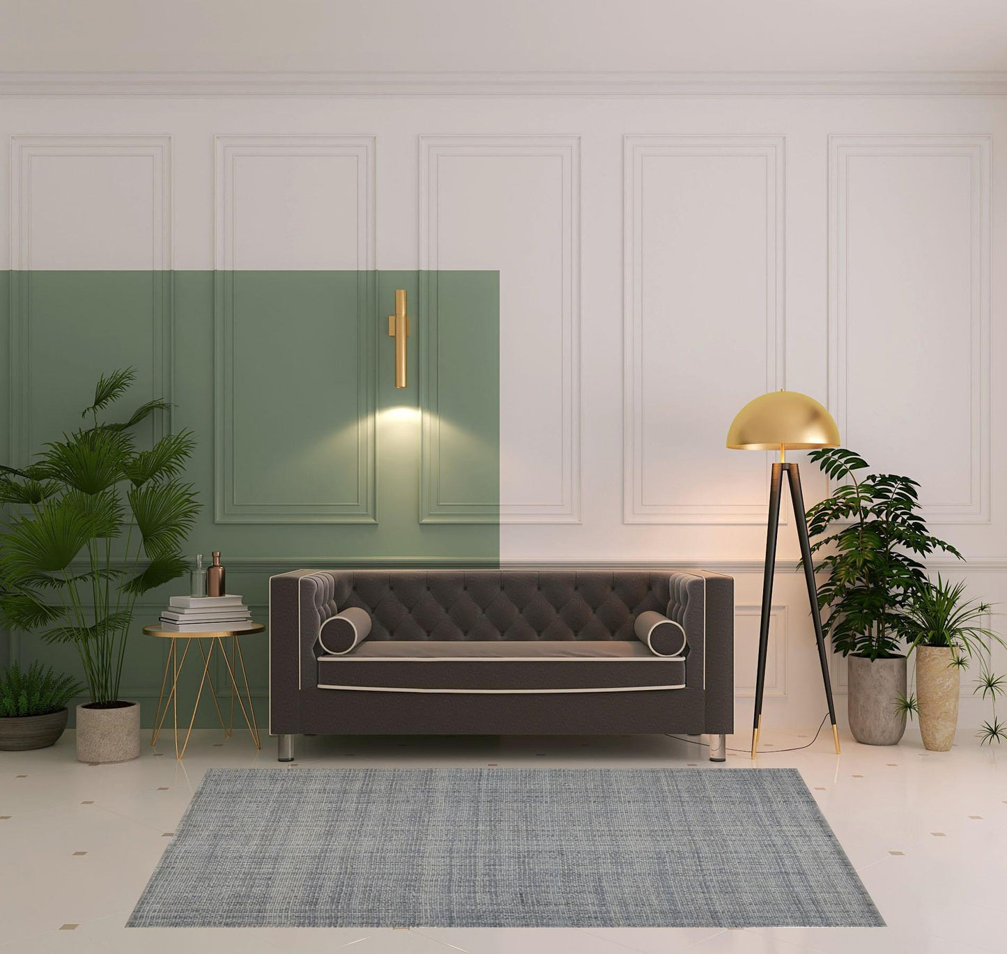 5' X 8' Gray Ivory And Blue Hand Woven Area Rug