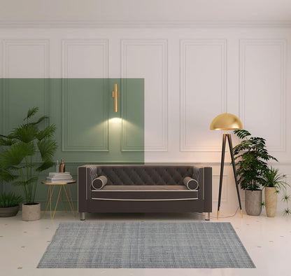 5' X 8' Gray Ivory And Blue Hand Woven Area Rug