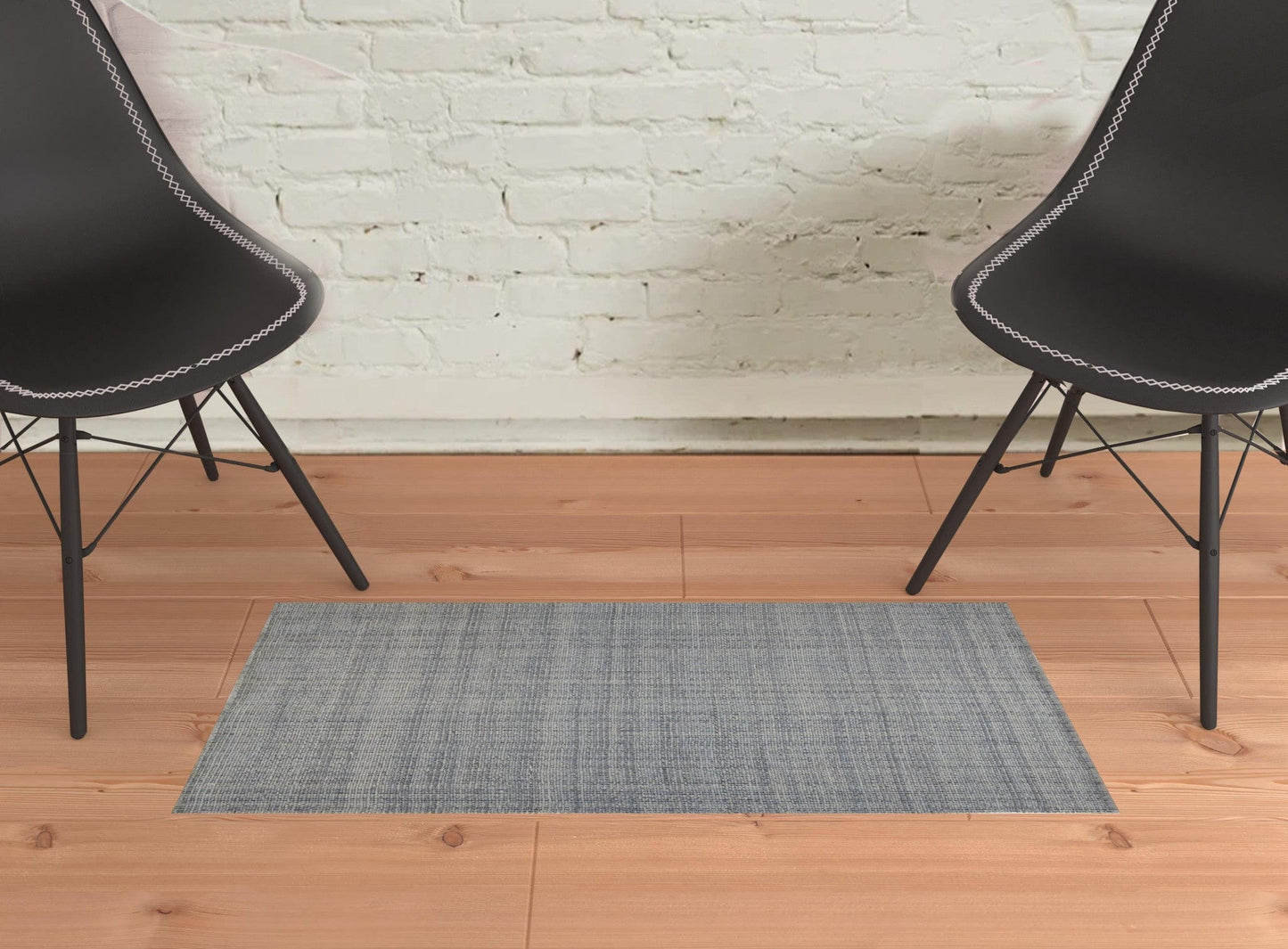 5' X 8' Gray Ivory And Blue Hand Woven Area Rug