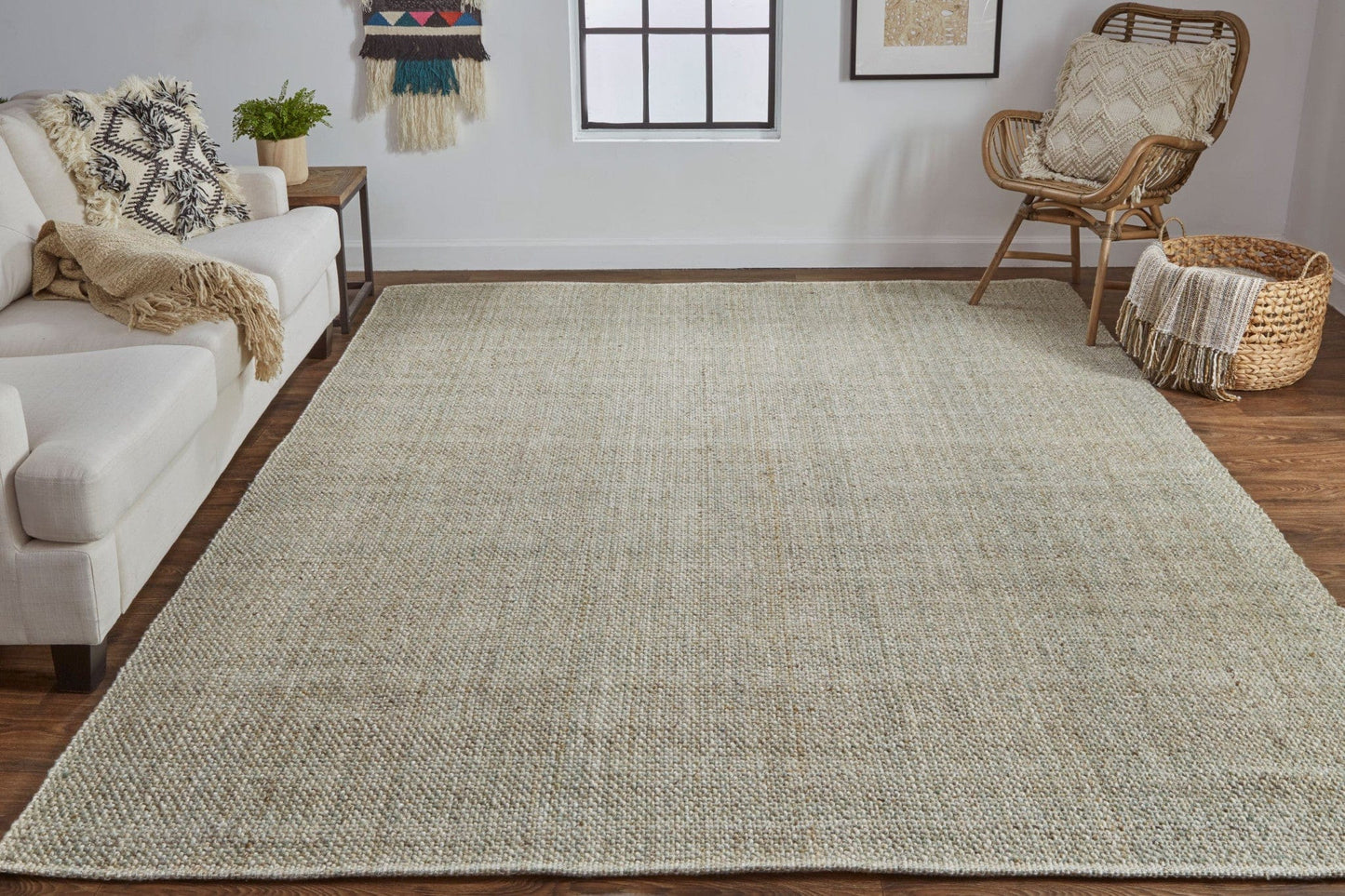 5' X 8' Gray Ivory And Blue Hand Woven Area Rug