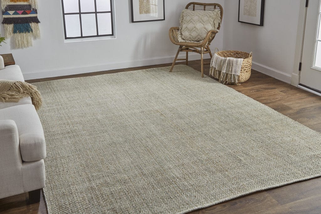 5' X 8' Gray Ivory And Blue Hand Woven Area Rug