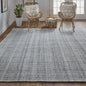 5' X 8' Gray Ivory And Blue Hand Woven Area Rug