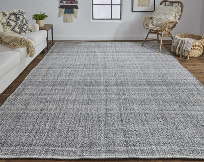 5' X 8' Gray Ivory And Blue Hand Woven Area Rug
