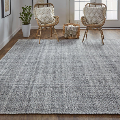 5' X 8' Gray Ivory And Blue Hand Woven Area Rug