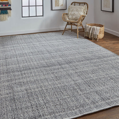 5' X 8' Gray Ivory And Blue Hand Woven Area Rug