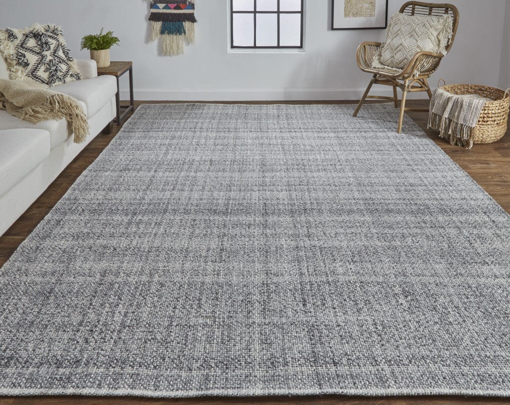 5' X 8' Gray Ivory And Blue Hand Woven Area Rug