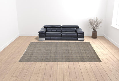 5' X 8' Gray Ivory And Blue Hand Woven Area Rug