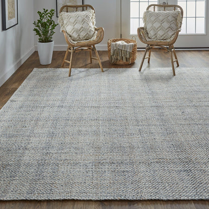 5' X 8' Gray Ivory And Blue Hand Woven Area Rug
