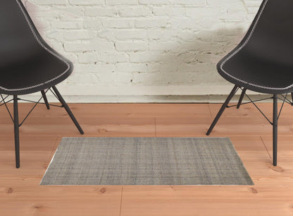 5' X 8' Gray Ivory And Blue Hand Woven Area Rug