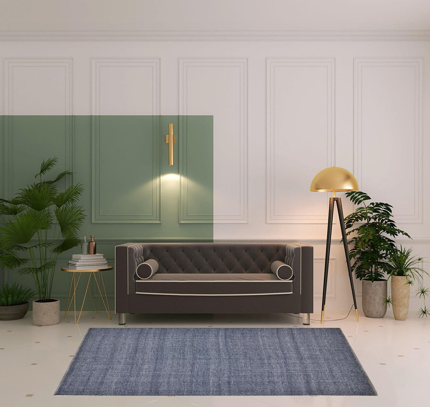 5' X 8' Gray Ivory And Blue Hand Woven Area Rug