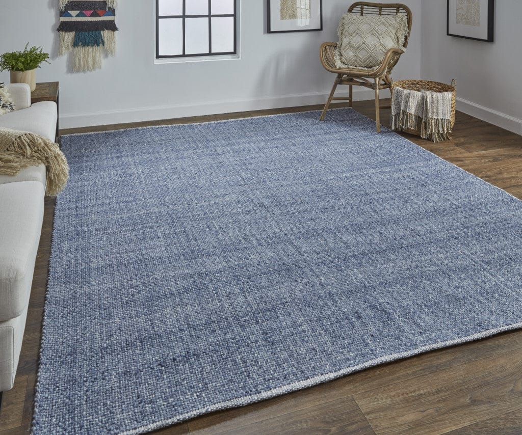 5' X 8' Gray Ivory And Blue Hand Woven Area Rug