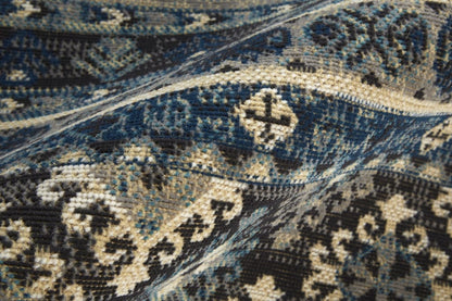 4' X 6' Blue Tan And Black Geometric Power Loom Distressed Stain Resistant Area Rug