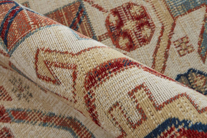 4' X 6' Ivory Red And Tan Abstract Power Loom Distressed Stain Resistant Area Rug