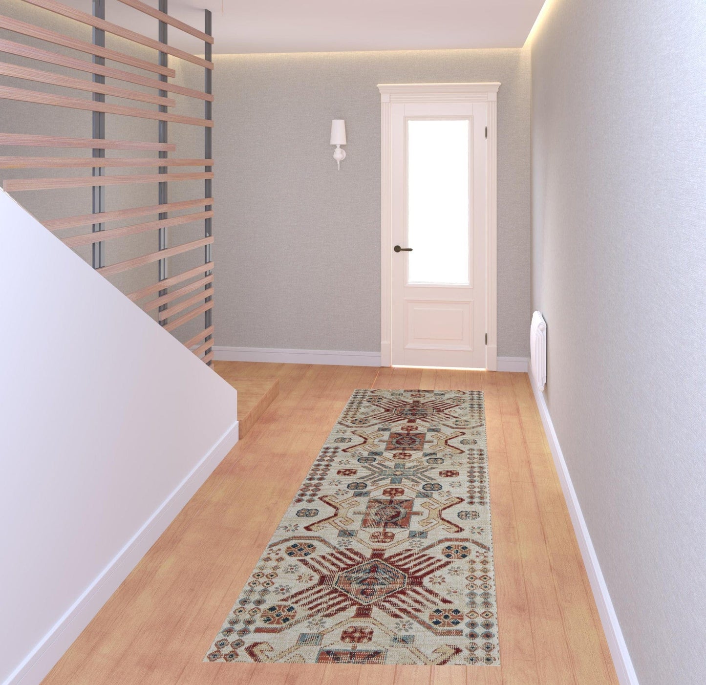 4' X 6' Ivory Red And Tan Abstract Power Loom Distressed Stain Resistant Area Rug