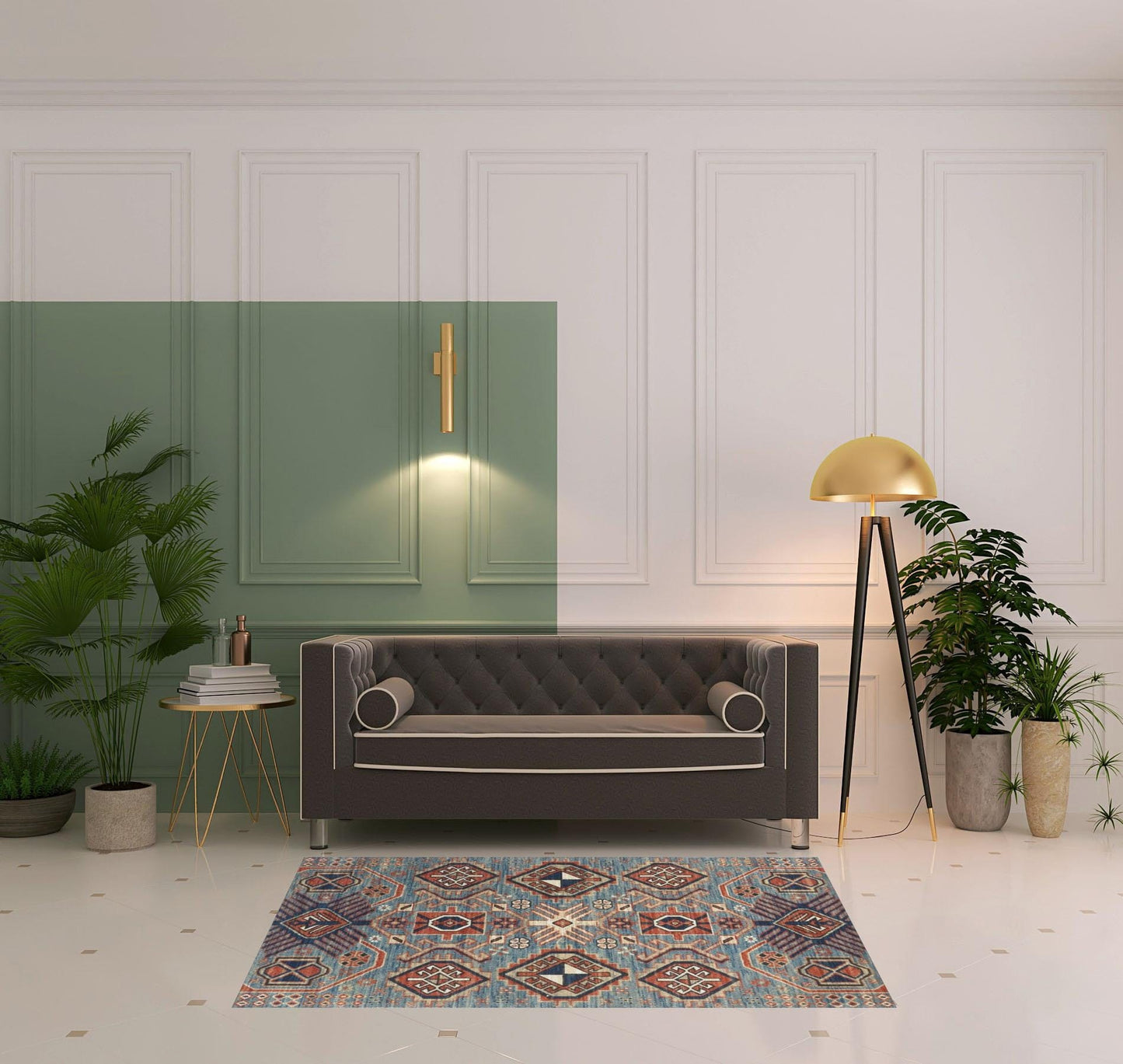 4' X 6' Ivory Red And Tan Abstract Power Loom Distressed Stain Resistant Area Rug