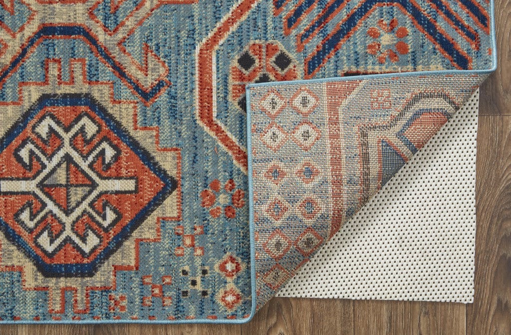 4' X 6' Ivory Red And Tan Abstract Power Loom Distressed Stain Resistant Area Rug