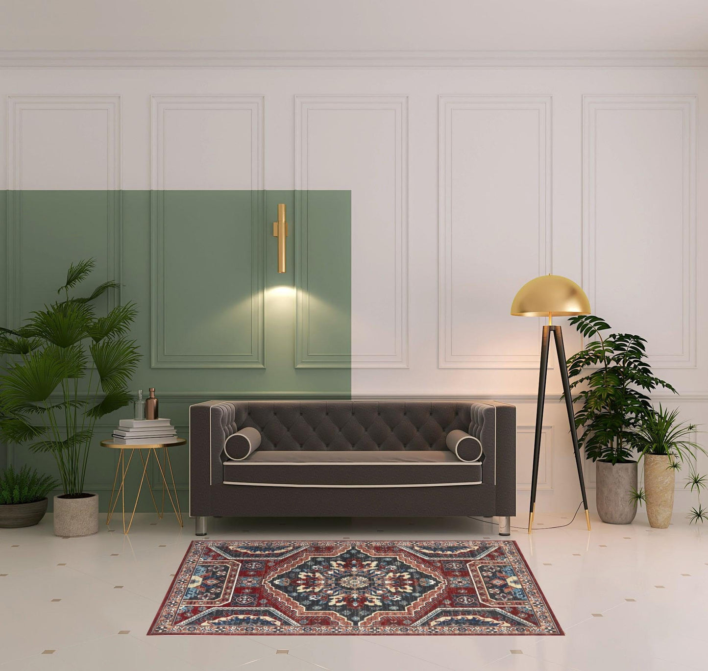 4' X 6' Blue And Ivory Abstract Power Loom Distressed Stain Resistant Area Rug