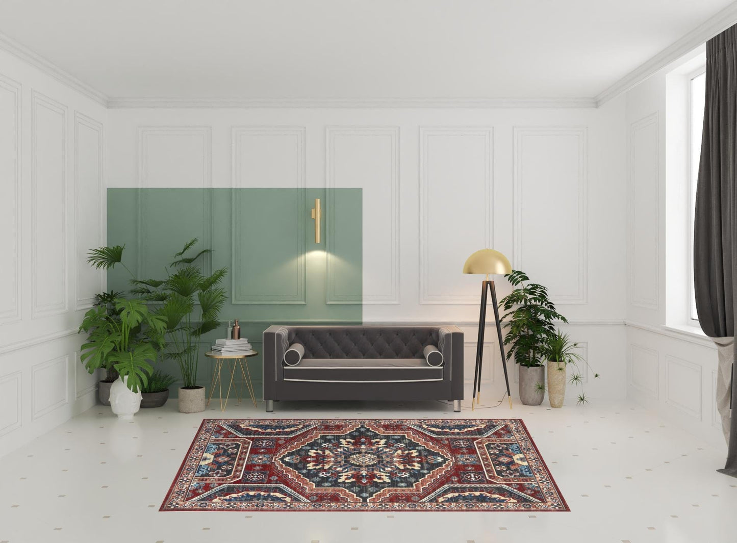 4' X 6' Blue And Ivory Abstract Power Loom Distressed Stain Resistant Area Rug