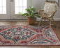 4' X 6' Blue And Ivory Abstract Power Loom Distressed Stain Resistant Area Rug