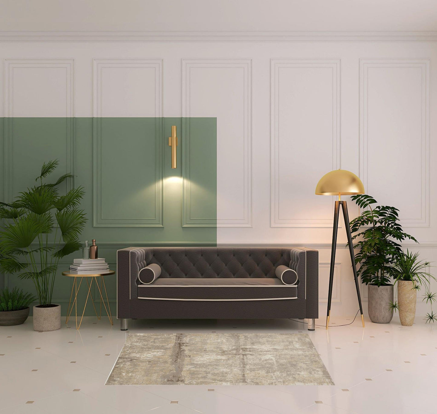 4' X 6' Tan Ivory And Brown Abstract Area Rug