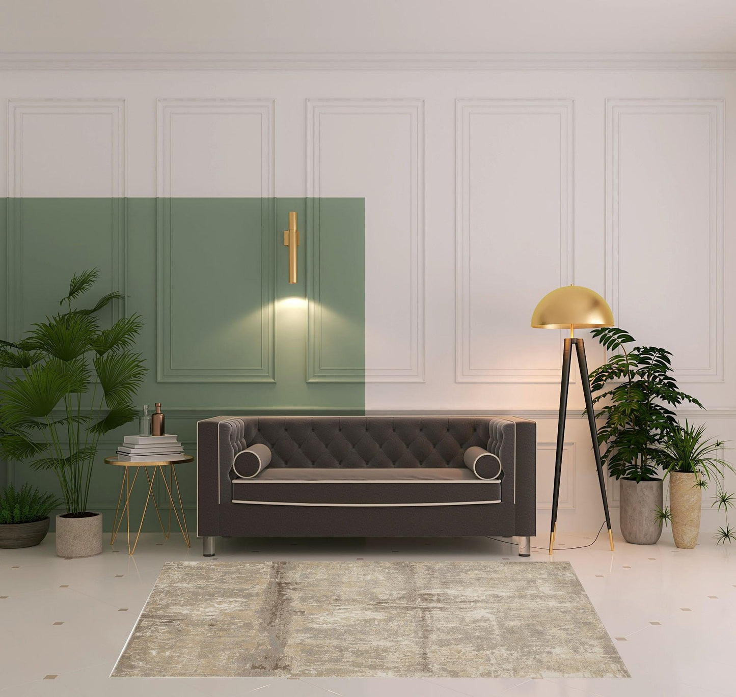 4' X 6' Tan Ivory And Brown Abstract Area Rug