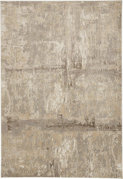 4' X 6' Tan Ivory And Brown Abstract Area Rug